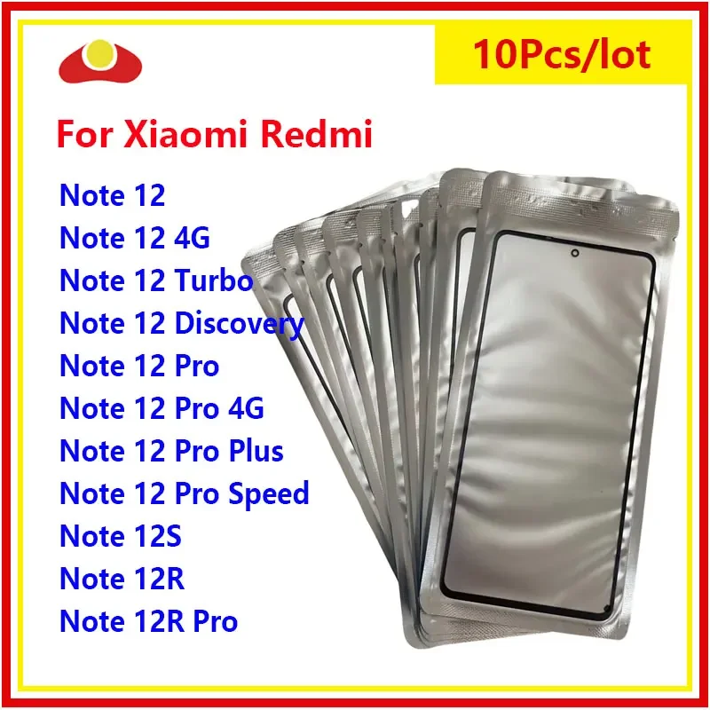 10Pcs LCD Touch Screen Front Glass With OCA For XIAOMI Redmi Note 12 12S 12R Pro Plus + 4G 5G Speed Turbo Discovery