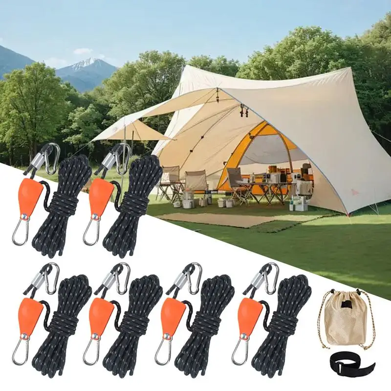 Corde de camping réglable avec poulie à cliquet coulée, cordes à cliquet, sangles à cliquet vers le bas pour tente, Watches AwO2