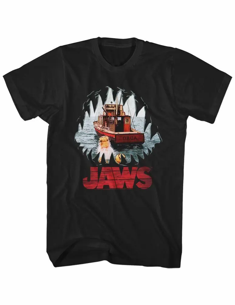 Jaws Mouth Black Adult T Shirt