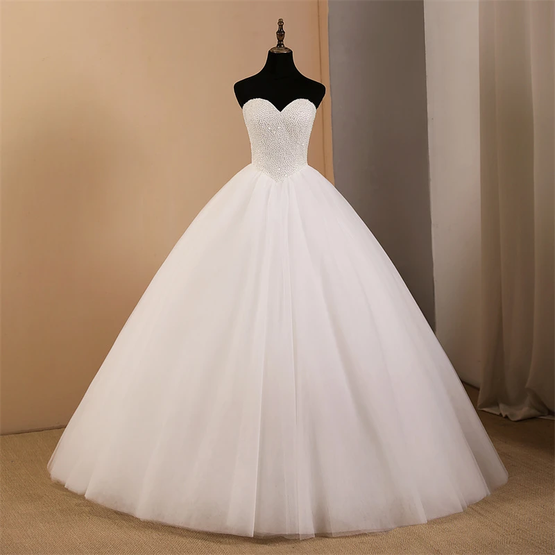 Abiti da sposa senza spalline Abito da sposa semplice Abito da ballo di perle di lusso Colore e dimensioni personalizzati per abito da festa per ragazze 2025