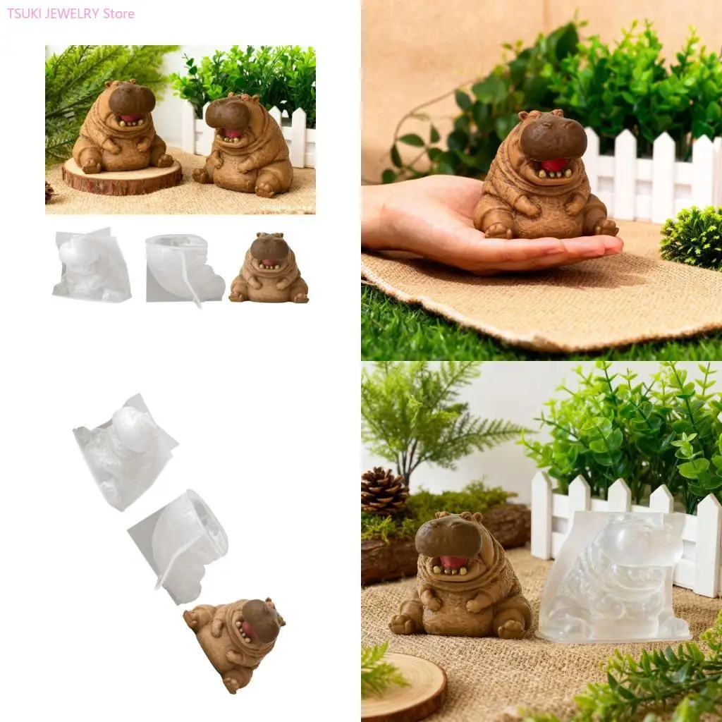 62KE Miniature Hippo Designs Silicone Molding Tool Great For Keyrings Cake Toppers And Creative Gift