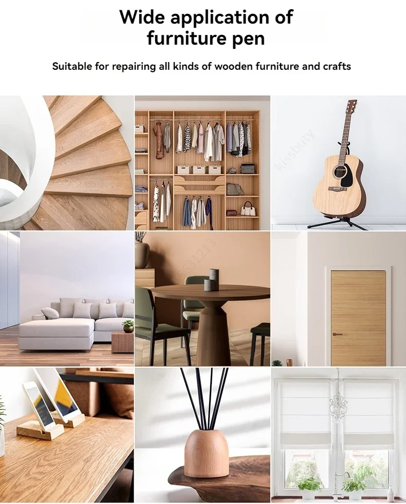 Möbelreparatur-Stift-Set: Kratzerentferner und Reparaturkit für Holz, Kratzerfüller, Farbe für Holzschränke, Böden und Tische – Detail 14