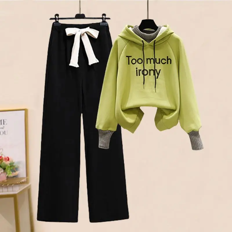 Autumn and Winter Set of Women's Clothing New Korean Version Casual Fashion Top Age Reducing Wide Leg Pants Two-piece Set