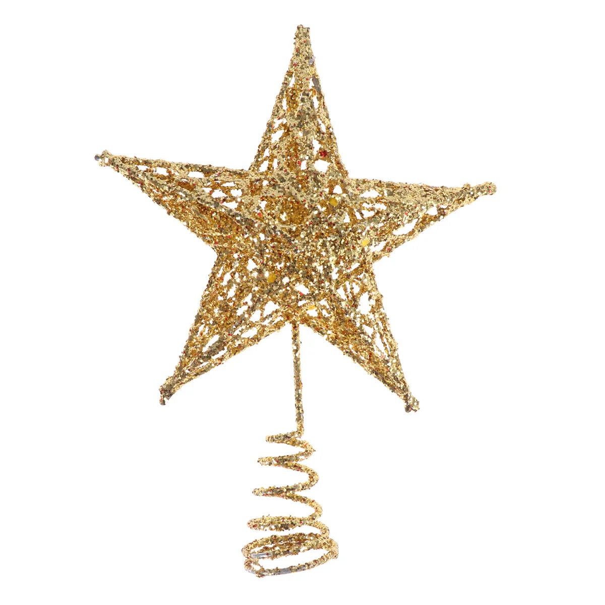 

Golden Tree Topper 5 Pointed Glitter Metal Star Festival Treetop Christmas Ornament For Holiday Party Home Decor