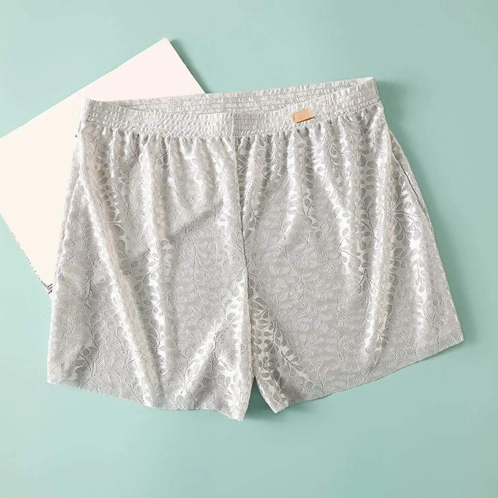 Men's U Convex Pouch Underwear Soft Ice Silk See Through Pants Summer Thin Home Pajama Pants Loose Comfortable Boxer Shorts