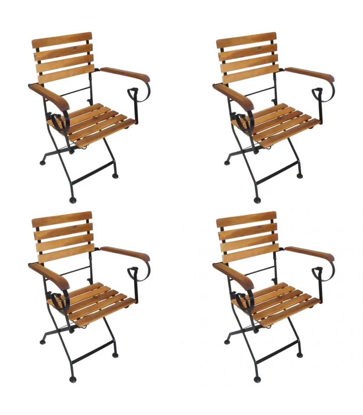 Garden chairs folding garden chairs 4 Pcts solid wood acacia and steel