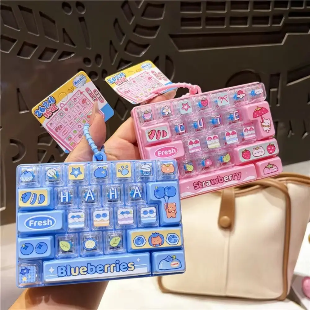 26-Key Decompression Button Cute Design Transparent Dual-Tone Mini Keyboard Pendant Blueberry Cat Simulation Keyboard