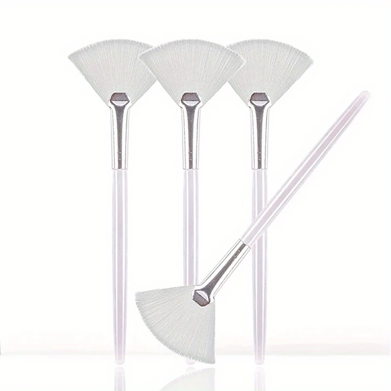 Juego de brochas de maquillaje con mango de 4 piezas, máscara facial, resaltador, brocha para base facial, brocha para máscara facial para mujer