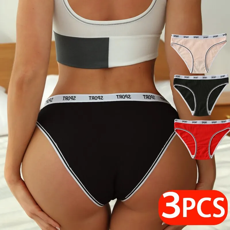3 uds verano mujer algodón cómodo cintura baja Color sólido lencería señoras bragas Sexy mujer moda ropa interior