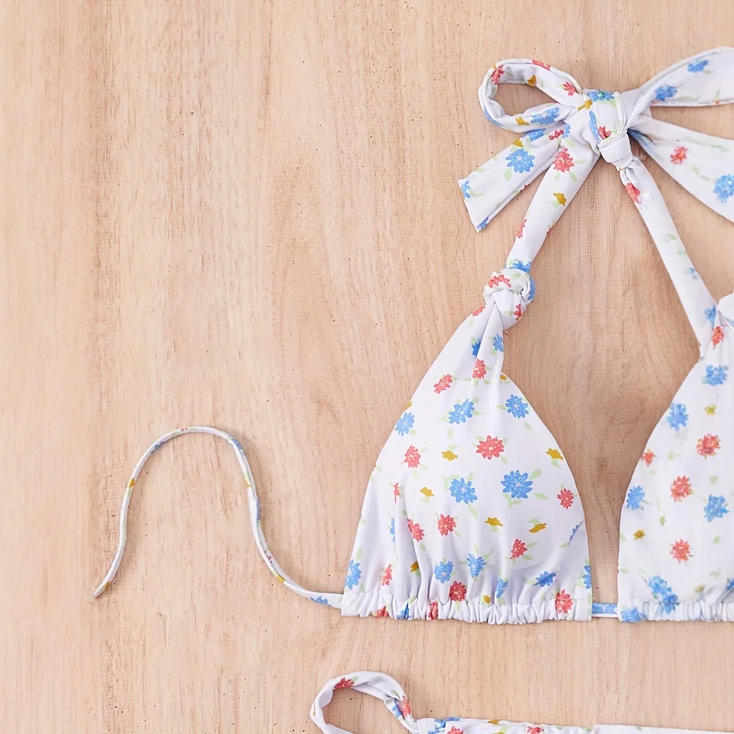 2025 Printed Micro Bandage Bikini Set Women Sexy Tie-Front Two-Piece Swimwear High Waist Bathing Suit Summer Holiday Swim Cloth