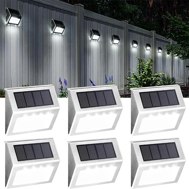 

Solar Fence Light Outdor Garden, Waterproof Step Lights, Stainless Steel Led Lighting Decoration for Stair Deck Wall Patio Porch