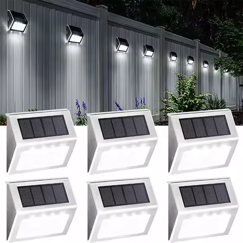 Solar Fence Light Outdor Garden, Waterproof Step Lights, Stainless Steel Led Lighting Decoration for Stair Deck Wall Patio Porch