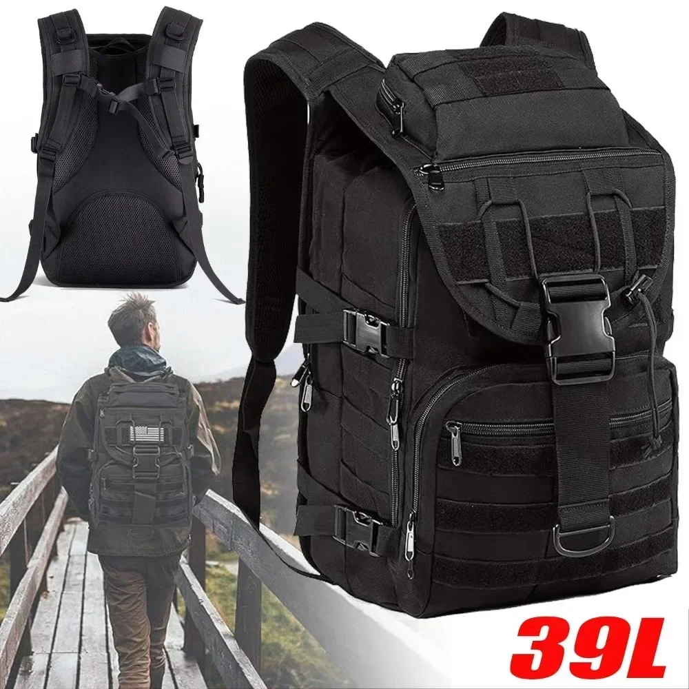 Mochila de viaje de 39 litros, de gran capacidad, multiusos, resistente y adecuada para senderismo, con tejido de malla transpirable, hebillas de cierre y sistema de ajuste de carga. Ideal para viajes, senderismo y desplazamientos urbanos.