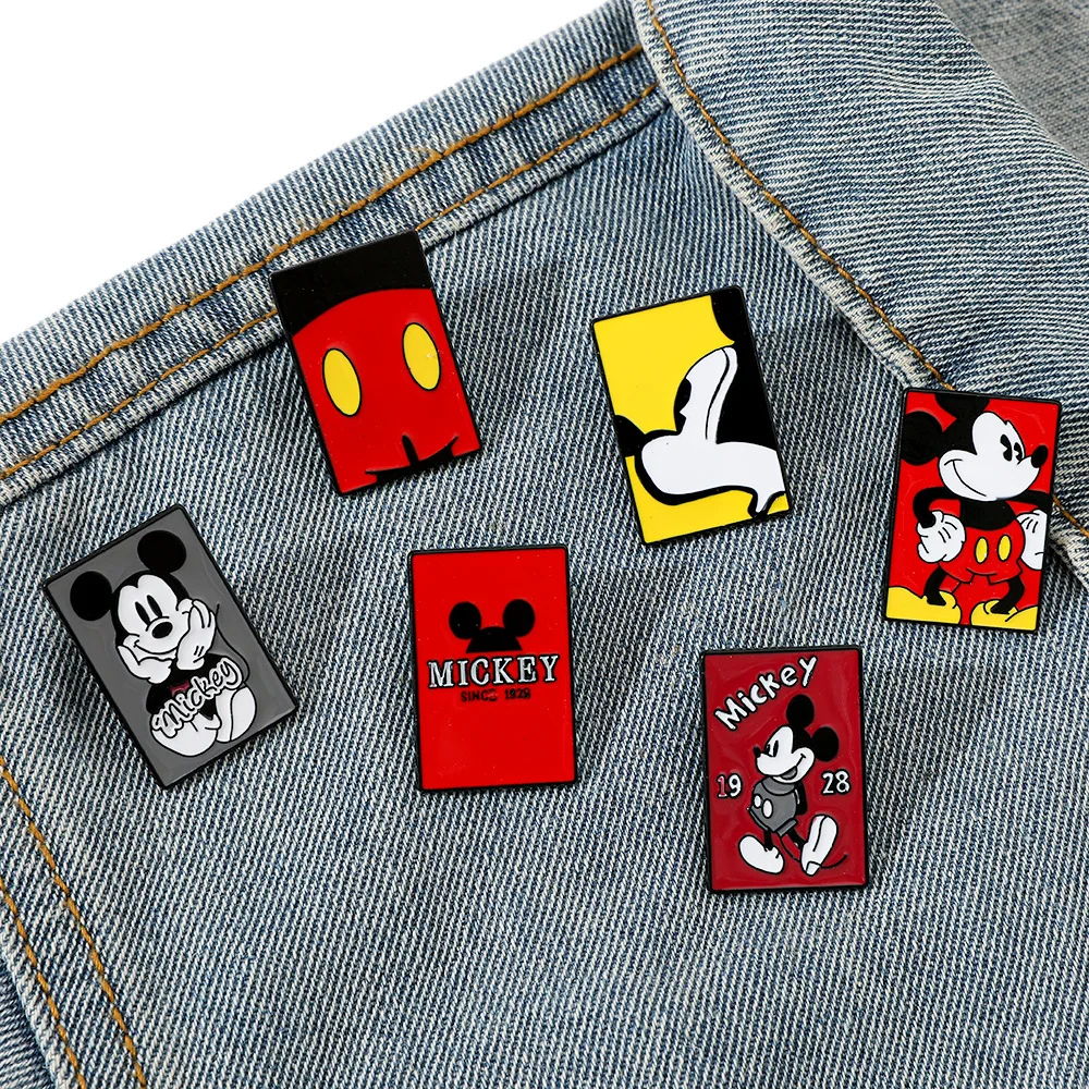 Disney Mickey Mouse Cute Enamel Brooch Stylish Women's Jewelry Clothing Lapel Pins Mickey Anime Badge Toys Kids Birthday Gifts