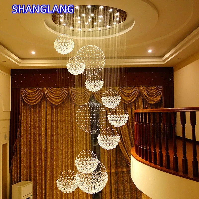 Industrial Crystal Chandelier Modern Large Led Pendant Light Home Decor Cristal Ball Ceiling Lamps For Living Room Design Lustre