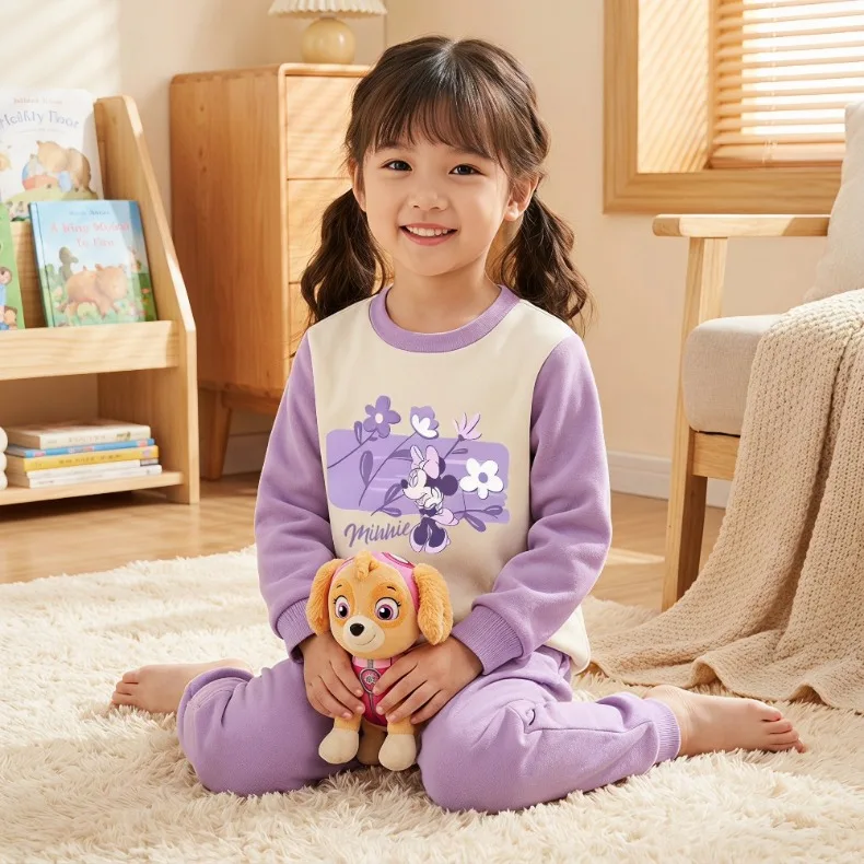 Herbst-Winter Mädchen Verdickte Warme Hauskleidung Sets Kinder Weiche Oberteil- und Hosen-Kombination Zweiteiliger Anzug 1-12 Jahre Kinder-Pyjamas – Detail 4