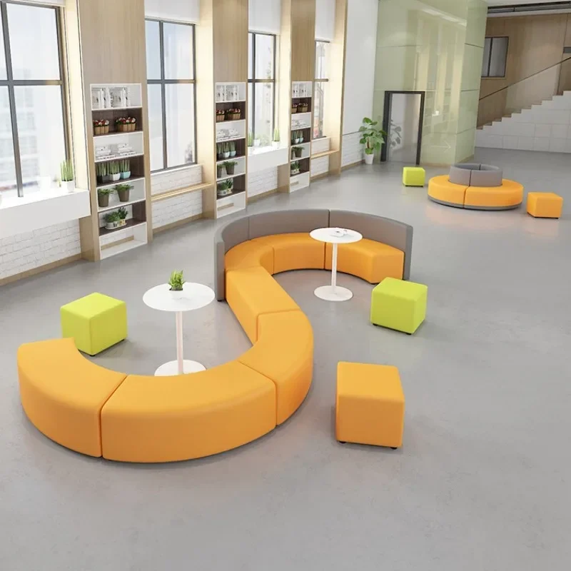 Company bank rest area S-shaped creative arc modern leisure office sofa coffee table
