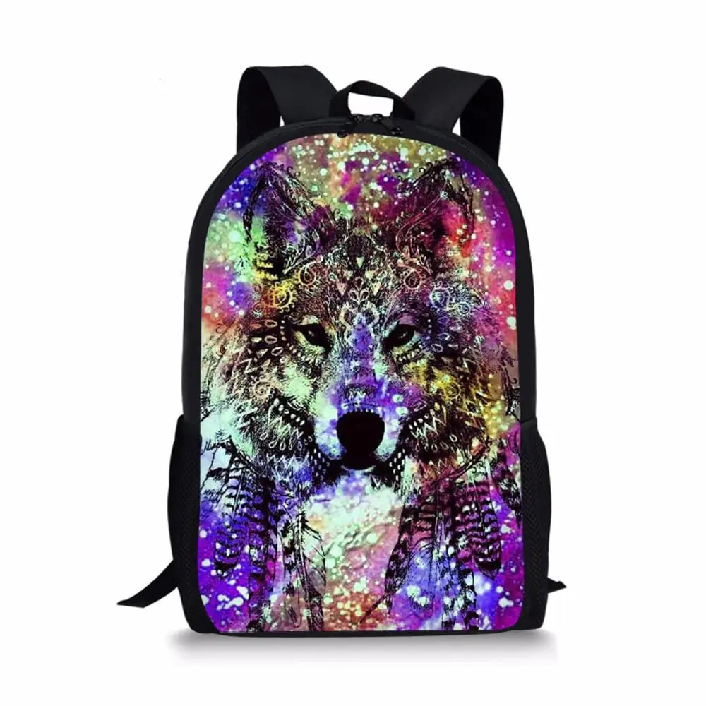 Mochila para niños, moda, galaxia, Animal, Lobo, estampado 3D, mochilas escolares para estudiantes, mochila para adolescentes, mochila para niños y niñas, bolsa de libros para niños