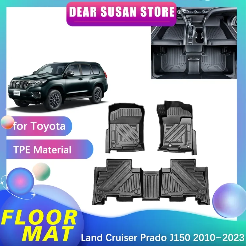 Floor Mat for Toyota Land Cruiser Prado J150 LC150 2010~2023 Foot TPE Liner Carpet Pad Custom Waterproof Cover Rug Accessories