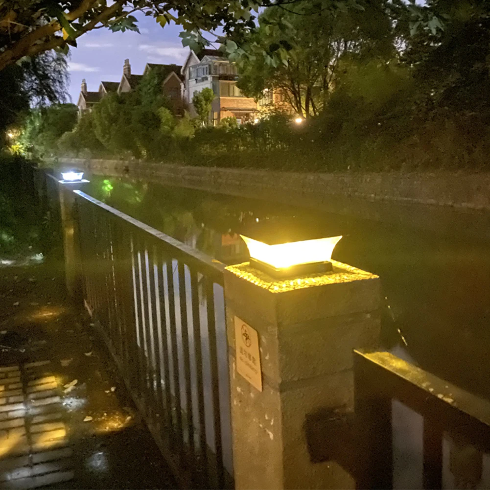 Solar Light Fence Gate Pillar Head LED Lamp Waterproof Outdoor LED Post Deck Cap 800mAh Patio Fence Gate Street Lamp 6500K/2800K