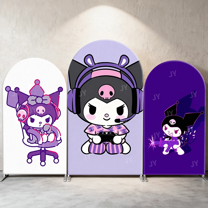 

Kuromi Gaming Style Arch Backdrop Cover Cool Festive Scene For Kids Birthday Baby Shower Photo Booth Decor Background