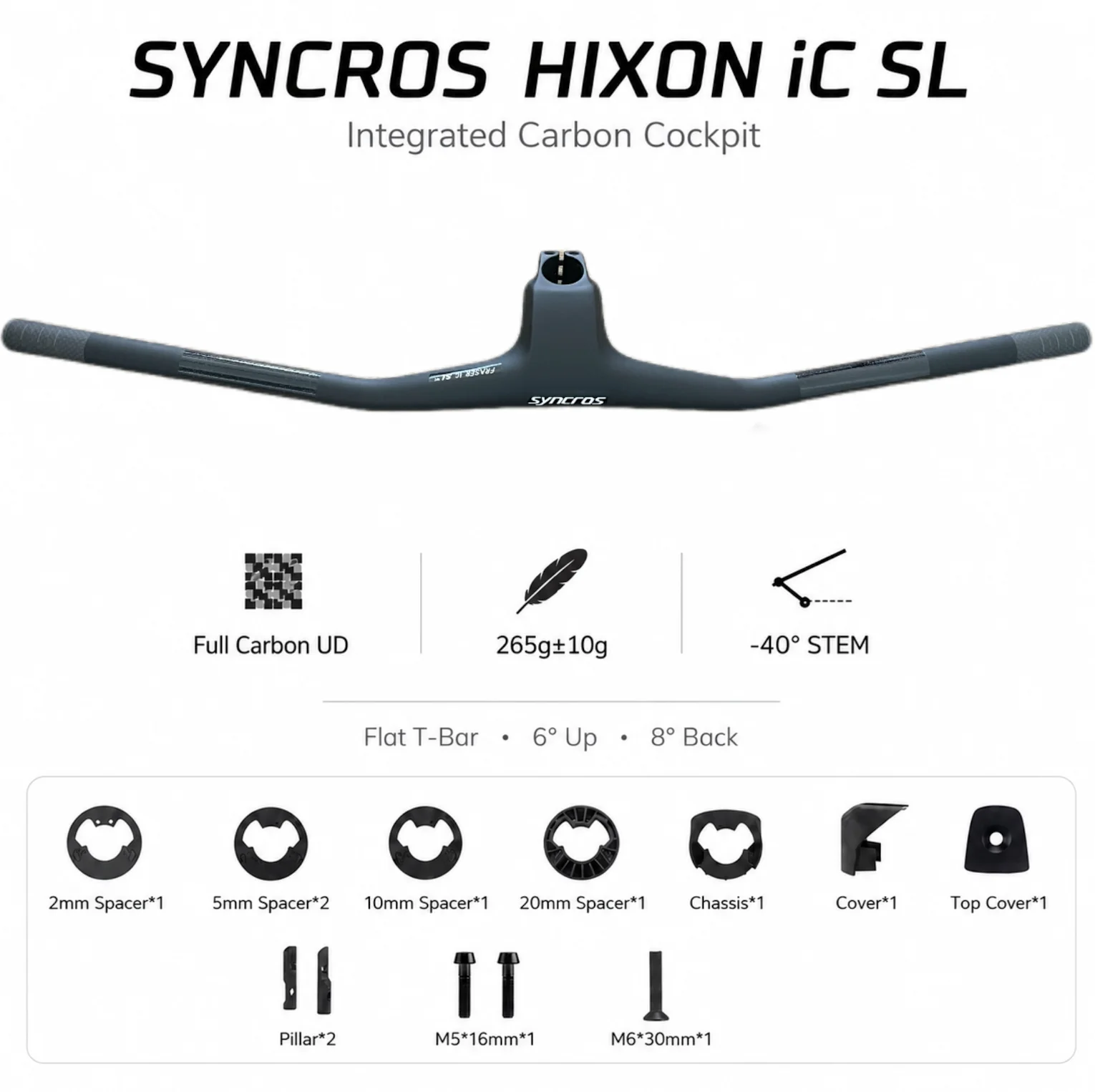 

SYNCROS FRASER IC SL WC Full Carbon Integrated Handlebar for Spark MTB -40° Rise 70mm 80mm 90mm 100mm Stem 740mm 760mm Length