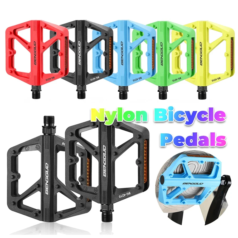 

Double DU Bearing Nylon Bicycle Pedals with Reflector Bicycle Platform Pedals Anti-Slip Cycling Safety Pedals Bike Accessories