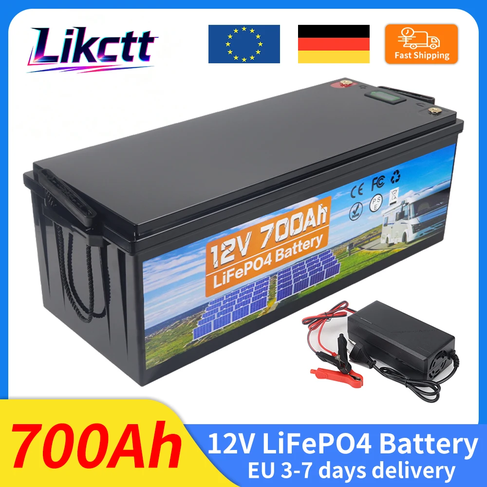 Lifepo4-Batteriepack 12V, 700Ah, 10000 Zyklen, 12,8V, wiederaufladbare Zellen, DIY, 24V, 48V, für Wohnmobil, Heimspeicher, Camping, Lagerbestand EU