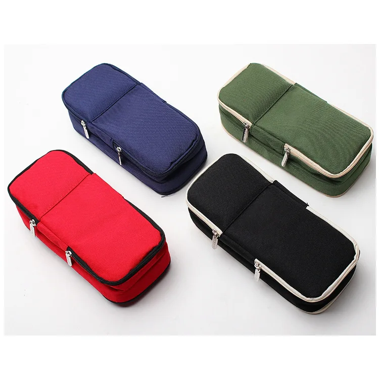 

Double-layer three-fold multi-functional large-capacity pencil bag Japanese and Korean version student stationery bag simple