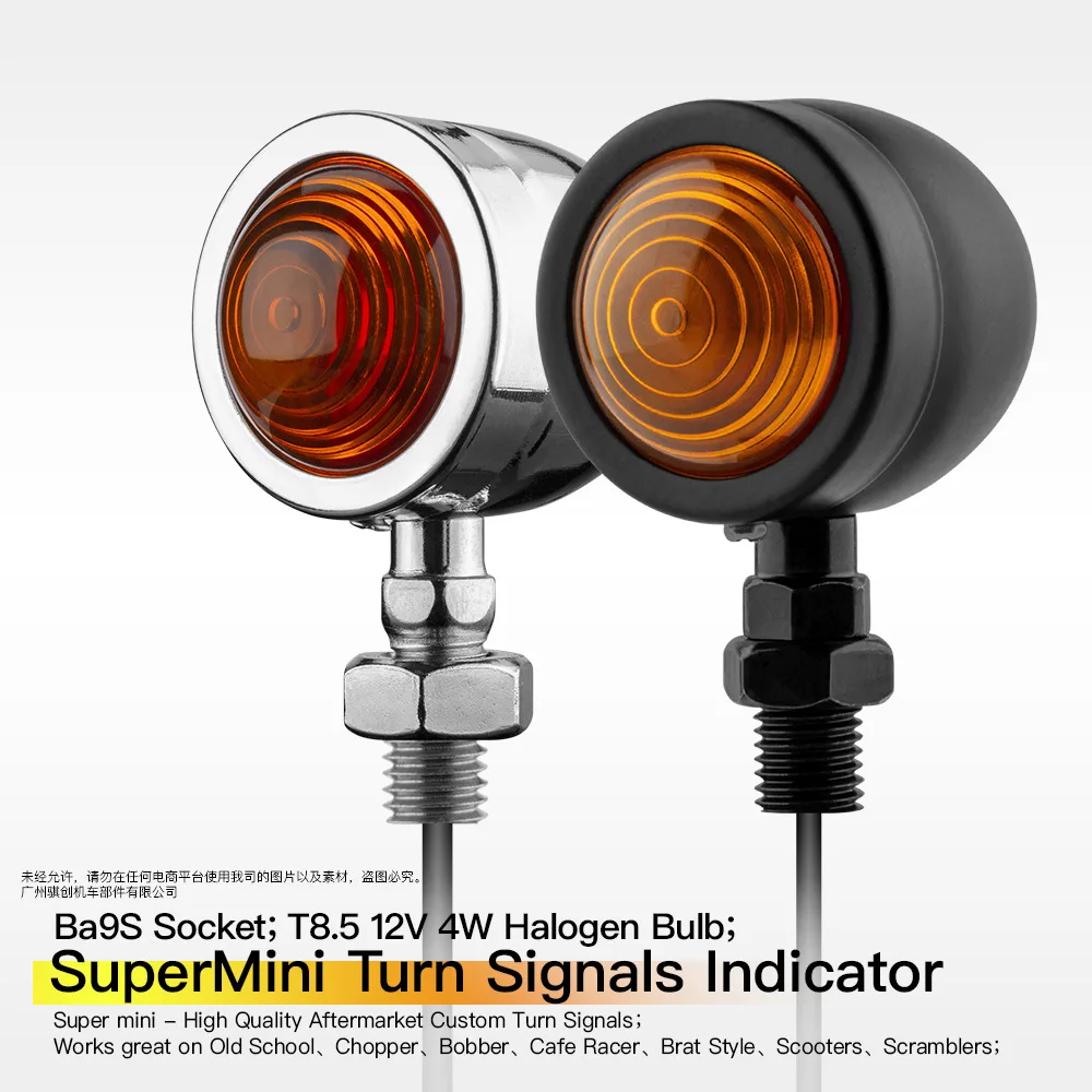Luz de seta para motocicleta 12v 4w supermini, indicador de seta ultraleve, lâmpada de aviso para motocicleta
