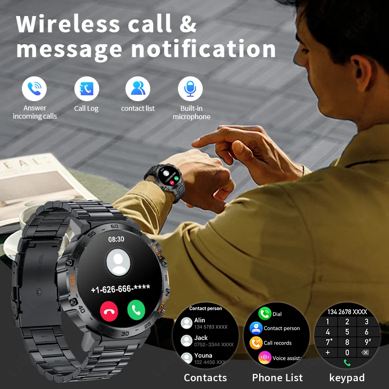 Jam Tangan Pintar 2025 Jam Tangan Pintar Pria 360*360 Layar HD AMOLED Tahan Air Jam Tangan Olahraga Kebugaran Senter Jam Tangan Pintar Pria Baru untuk Android IOS