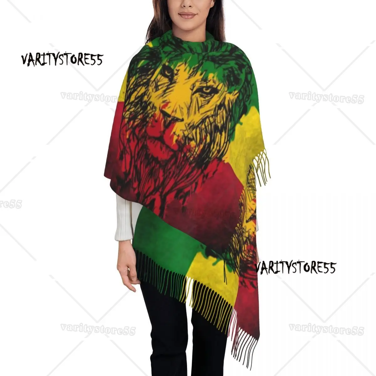 Customized Printed Lion Of Judah Rasta Jamaican Reggae Scarf Women Men Winter Warm Scarves Rastafarian Art Shawl Wrap