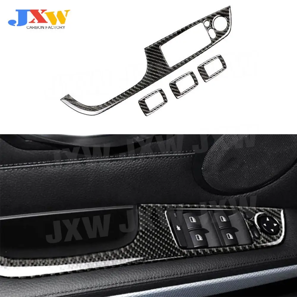 

Carbon Fiber Interior Trim Window Lifter Switch Buttons Decorative Frame Cover Stickers For BMW 3 Series E90 2005-2012