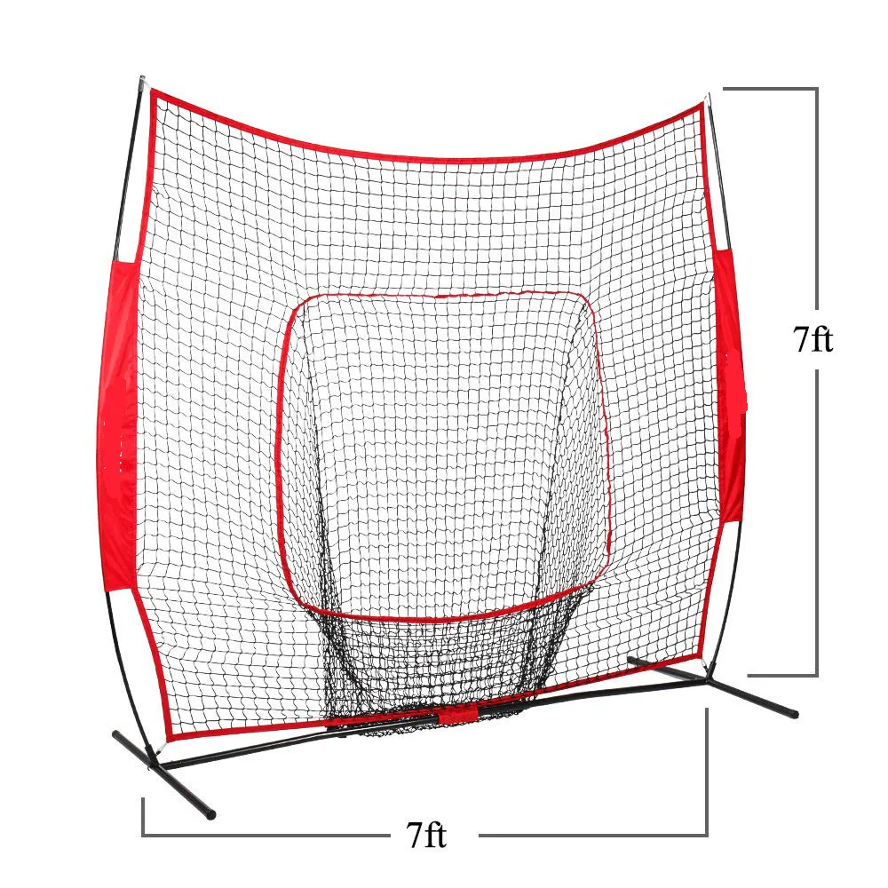 7x7 ft Softball Baseball Practice Net With Frame Hitting Pitching Batting Catching Backstop Equipment Training Aids Rebound Net