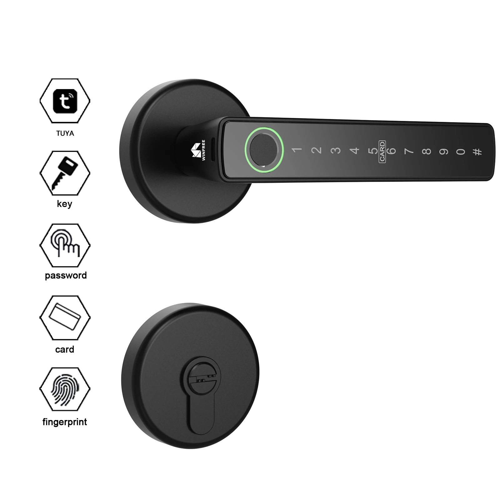 

WINFREE Smart Door Lock Fingerprint Lock Tuya Bluetooth Keyless Entry Smart Lock Voice Control Alexa Google Assistant for Home