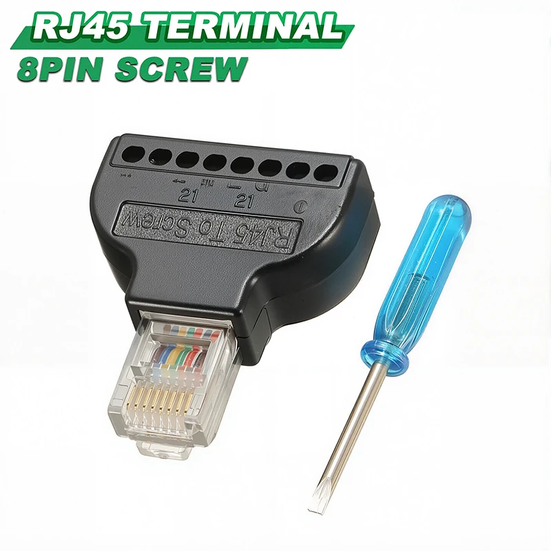 

RJ45 Male To 8 Pin AV Screw Terminal Connector Screw Adapter Block Cable Network Ethernet for CCTV Digital Internet Plug