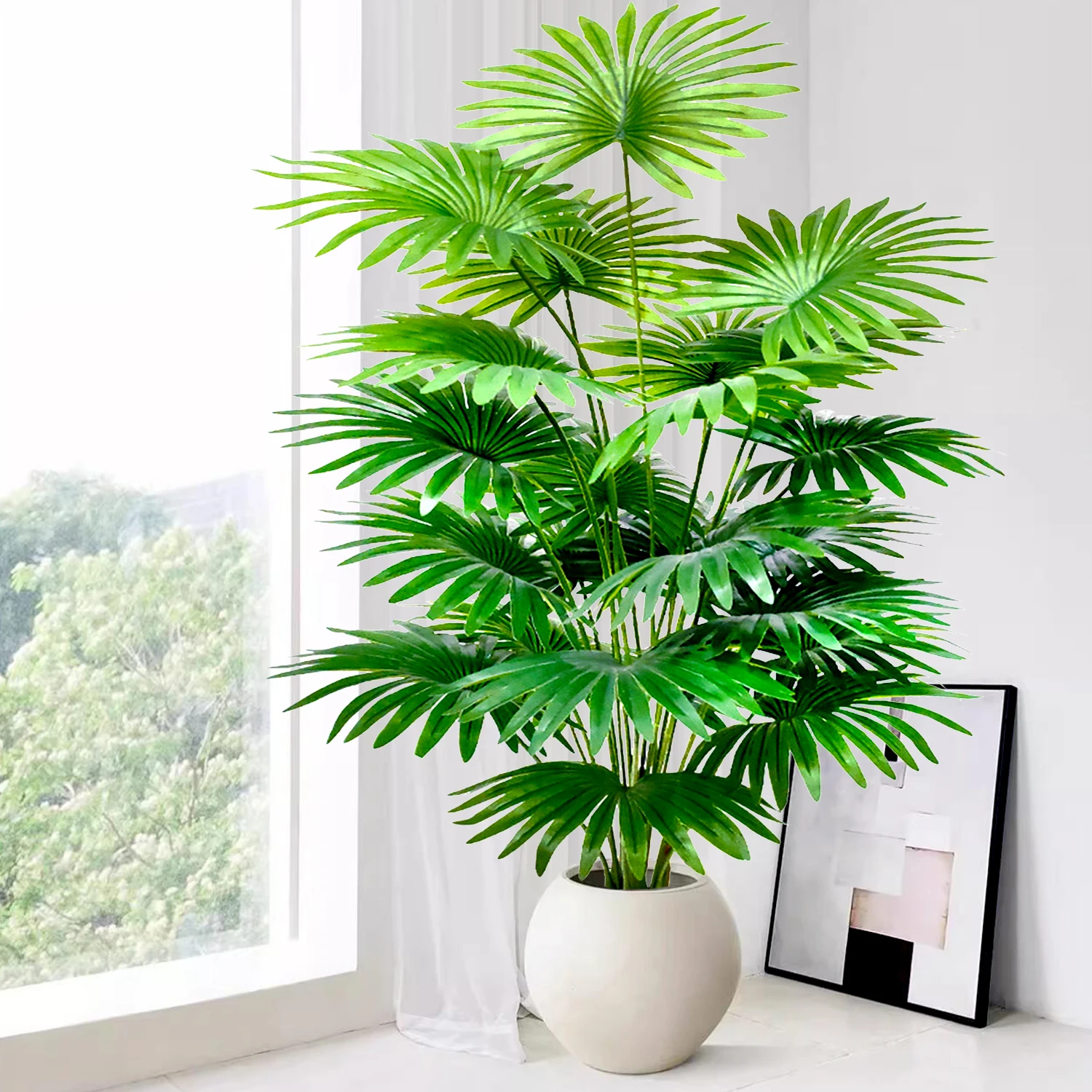 60-80 cm (31.5 in)  Artificial fan leaf tropical plant large fake palm office home holiday decoration