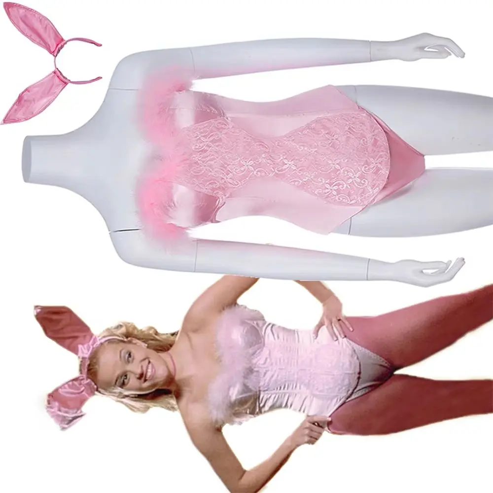

Movie Elle Woods Bunny Cosplay Costume Women's Sexy Pink Rabbit Bodysuit Outfits Halloween Carnival Christmas Roleplay