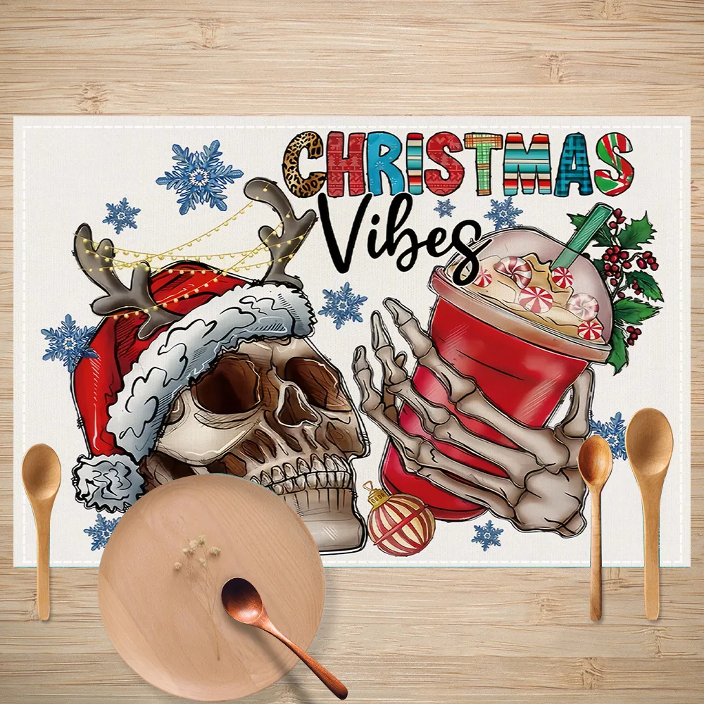 Christmas Snowman Placemats, Non-Slip, Heat-Resistant & Washable Placemats, Festive Party & Home Table Decor