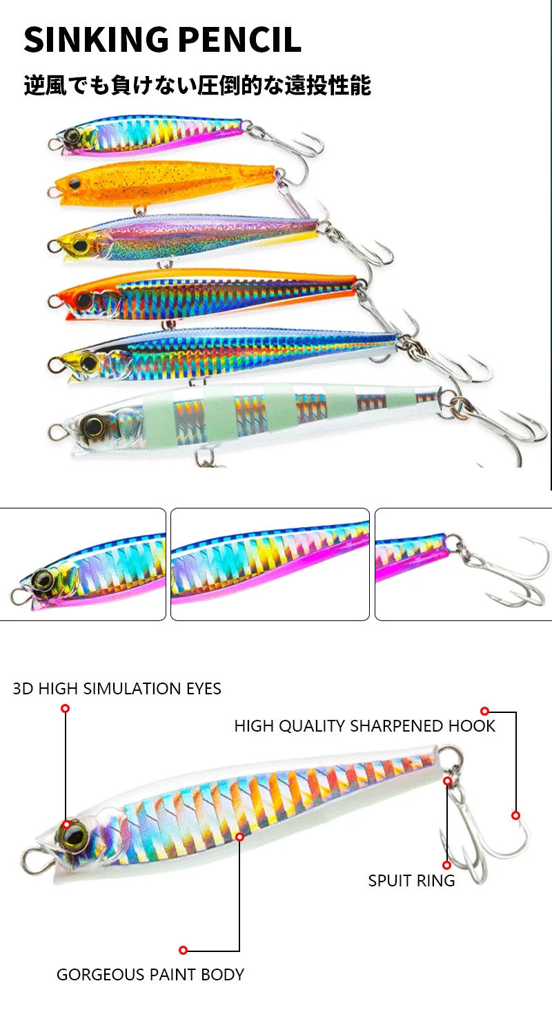 Luya Köder 80mm/30g Unterwasser-Pencil-Köder für Weitwurf-Meeresfischerei auf Wolfsbarsch, Neues Produkt – Detail 9
