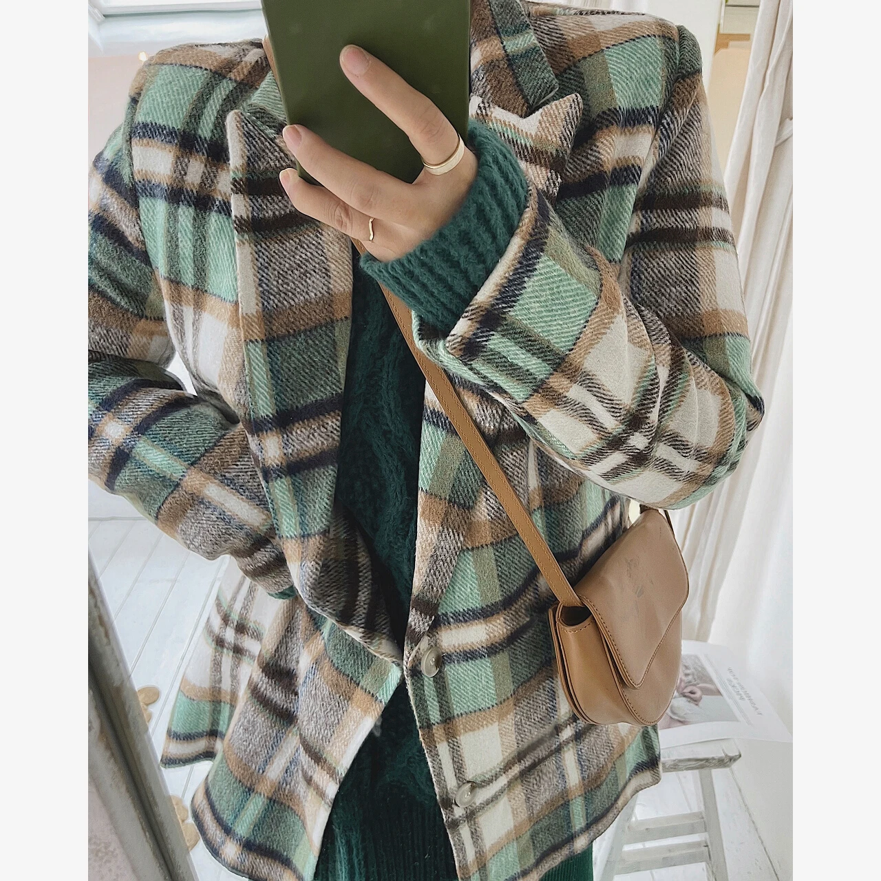 2022 donna Plaid blazer di lana Tweed Casual giacche invernali Trench cappotti parka soprabito moda coreana vestiti Crop Oem Y2k nuovo