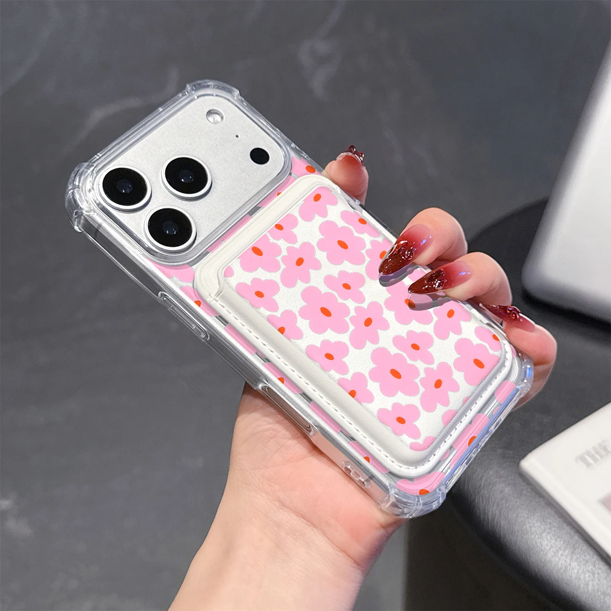 Pink Petal Pop Phone Case For iPhone 17 16 15 14 13 Pro Max Plus Wallet Pocket Transparent Soft TPU for Magnetic Phone Case view 6