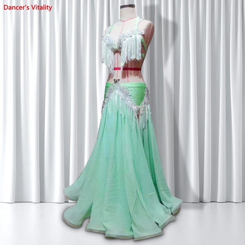 New belly dance performance suit, dynamic tassel oriental dance professional competition, High swing skirt suit Women dance Set