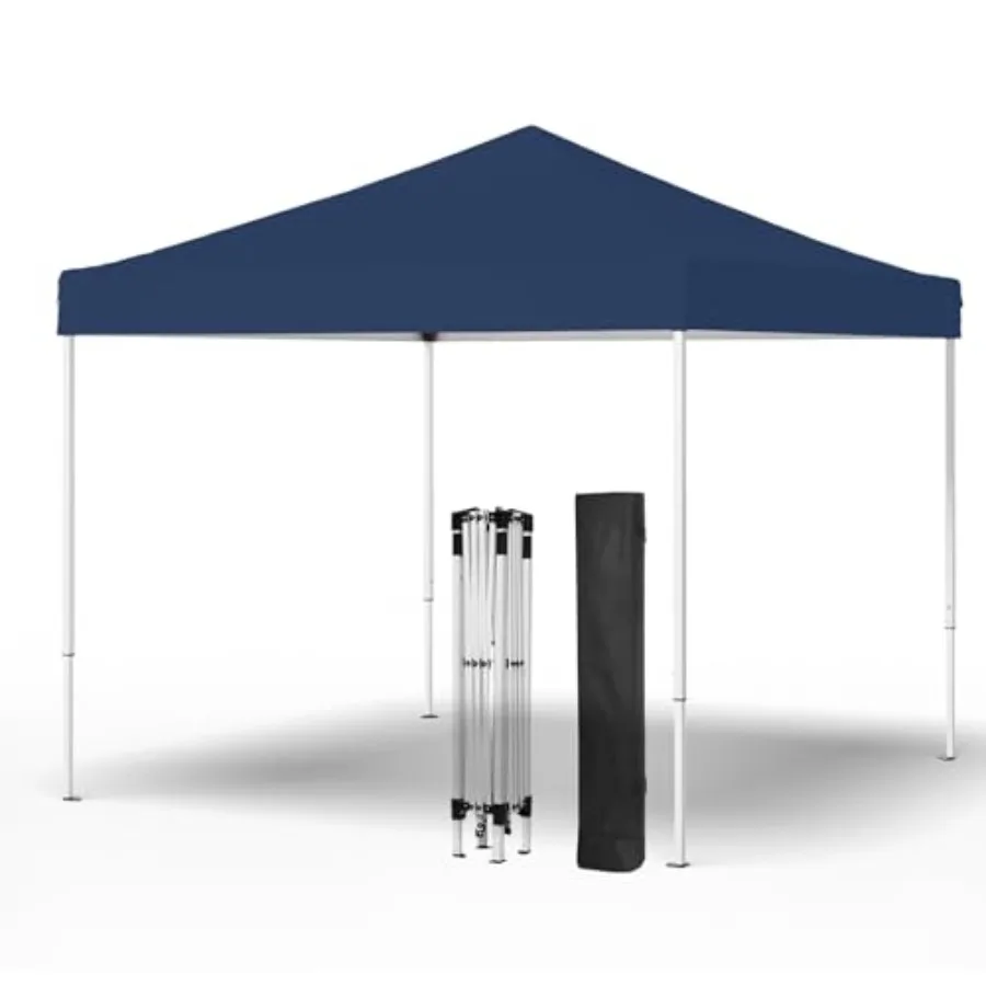 

10x10 Pop Up Canopy Tent for beach events parties camping, polyester fabric, dark blue, instant setup portable shade shelter