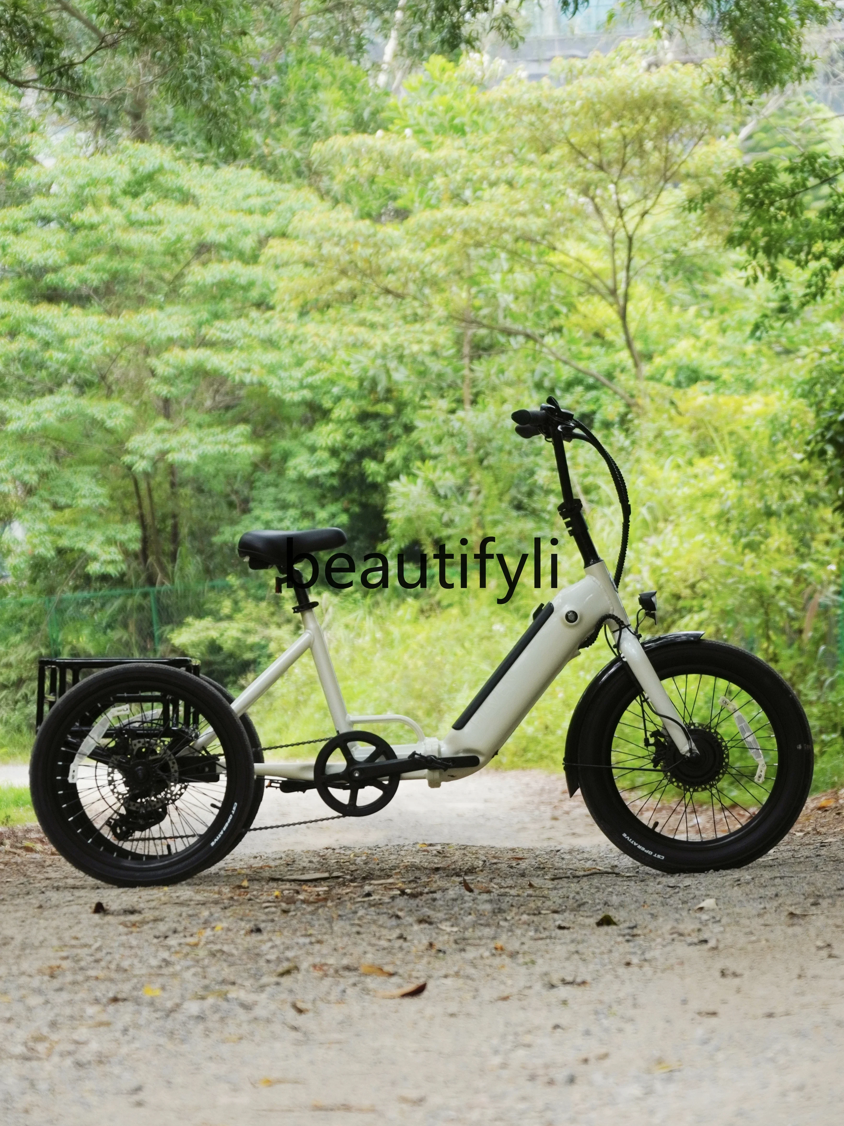 GG Wide Tire Electric Pedal Tricycle, Genuine Three-Wheel Bicycle with Lithium Battery for Elderly Mobility