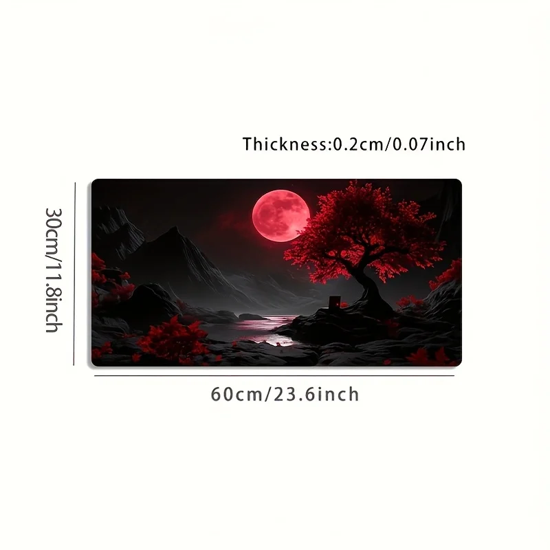 Red Moon Lone Tree Fantasy XXL Gaming Mouse Pad Mountain Landscape Desk Mat Non Slip Washable Rubber Base PC Laptop Gift