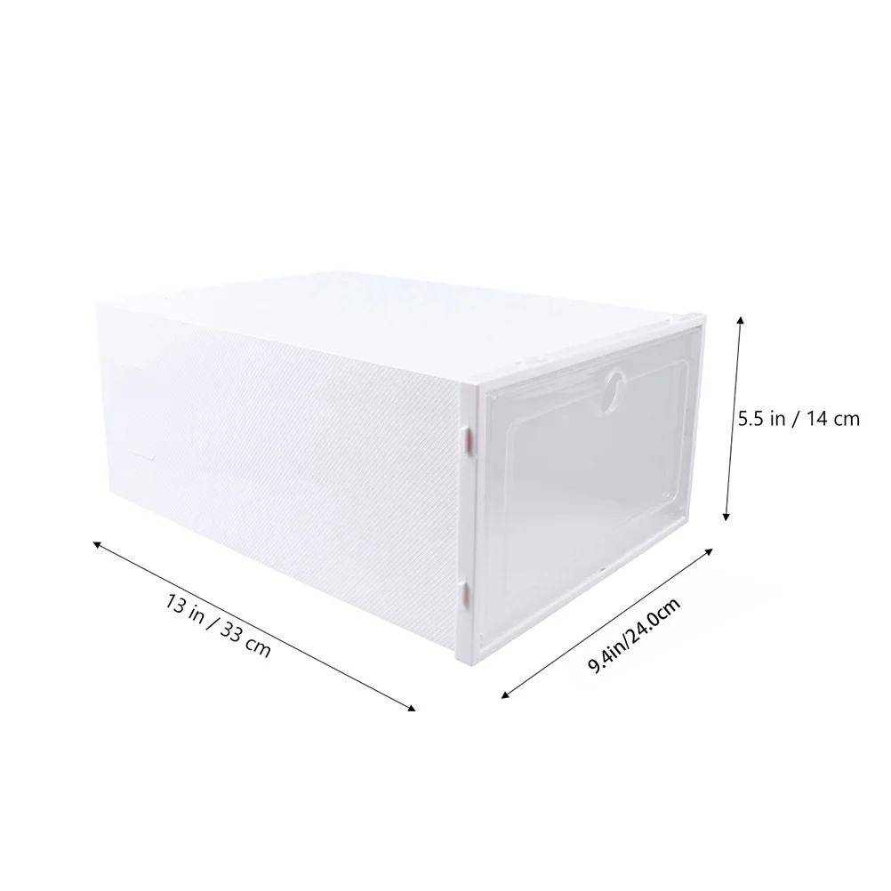 6 Pcs Shoe Box Storage Shoes Organizer Drawer Holder Cabinet Transparent Folding Container Plastic Stackable White Sneakers