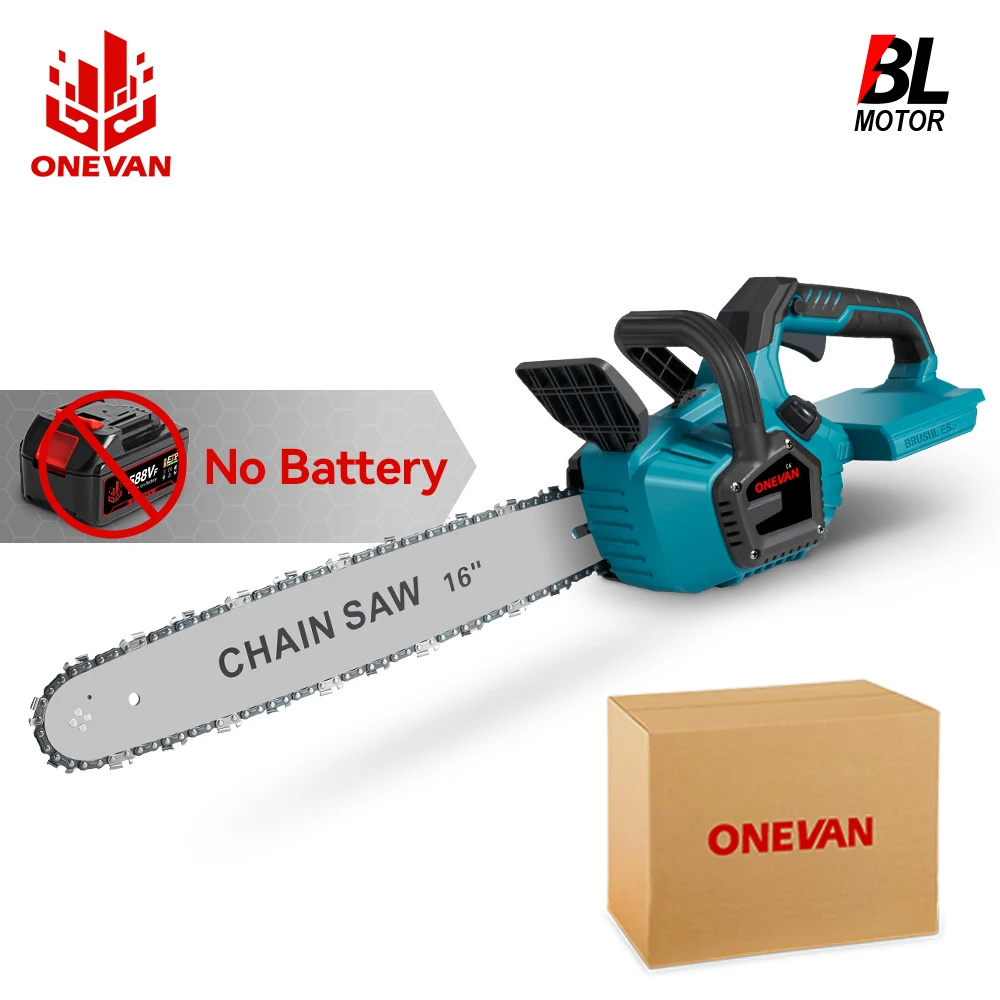 ONEVAN 80CM 16Inch Brushless Electric Chainsaw Automatic Oil Cordless Chain saw Woodworking Power Tools For Makita 18v Battery