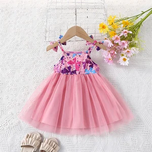 Kleid aus Ärmel ohne Baby, frisches Netz, Druckbogen, Sommer, neu, 0-3 Jahre alt 10 Hauptverkaufskleid Baby Party Kleid 1 Jahr - №9