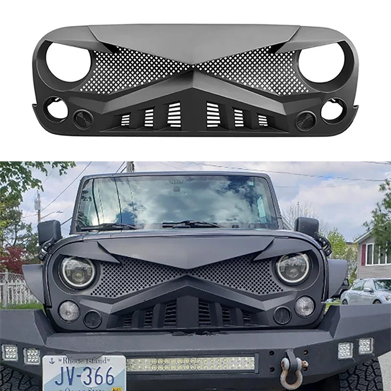 

Modified Front Racing Grills Grille Matte Black Grills Radiator Grill Fit For Wrangler JK JKU 2007-2017 Bumper Mesh Cover